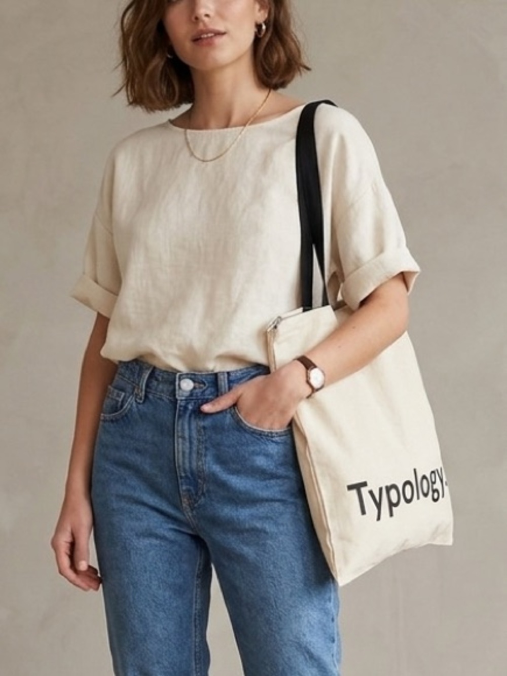 Typology Recycled Canvas Zipper Tote Bag